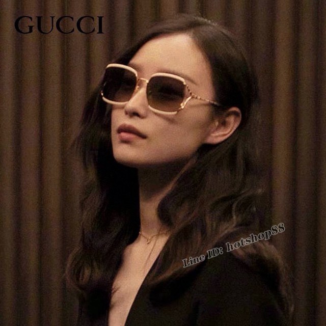 Gucci古奇專櫃爆款三色拼接鏡腿方框男女款太陽眼鏡墨鏡 GG0593SA mmyj3645